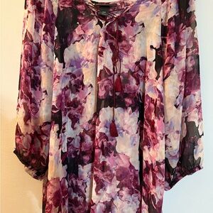Lane Bryant Purple and Pink Floral Blouse